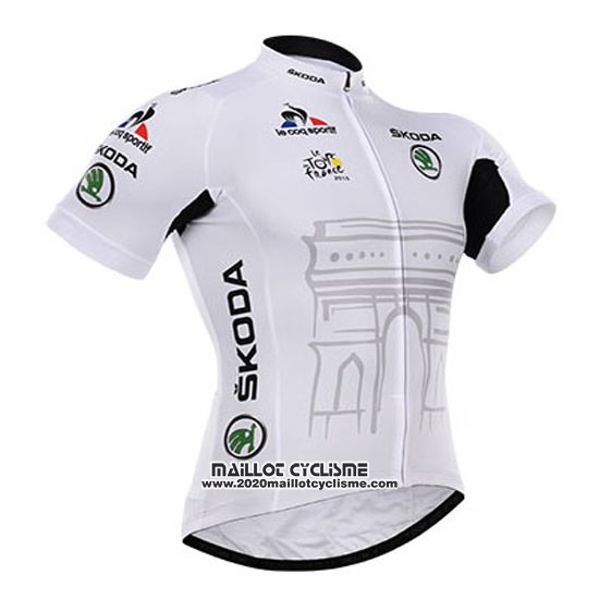 2015 Maillot Ciclismo Tour de France Blanc Manches Courtes et Cuissard